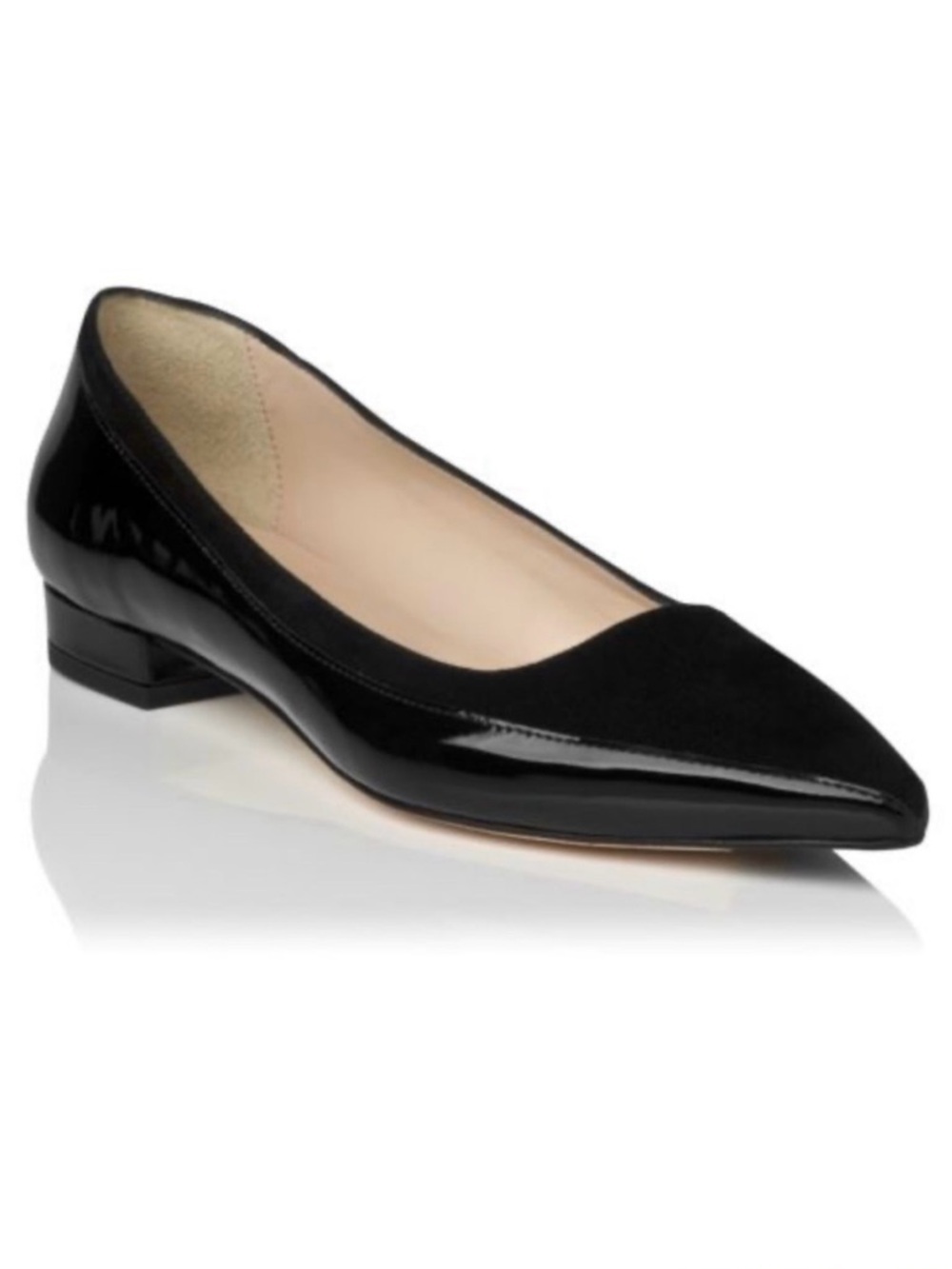 NWOB L.K. Bennett London Black Patent Leather Velvet Pointed Toe Loafers